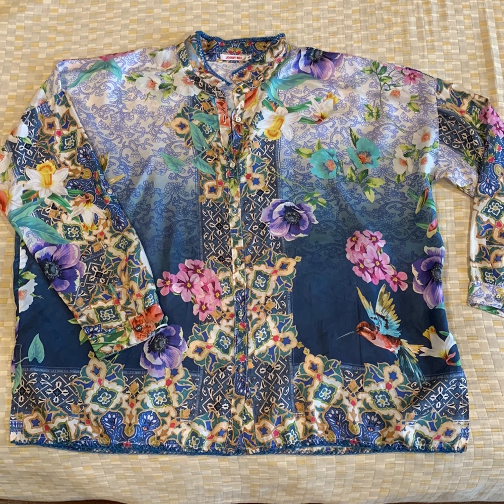Johnny Was floral patterned silk blouse